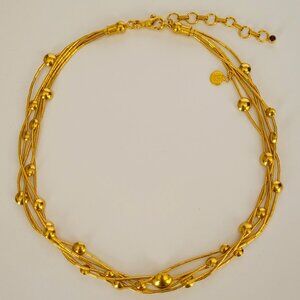 Gurhan 24K Yellow Gold 38 Grams Ruby 5-Strand Rain Lentil 15.5"-18" Necklace